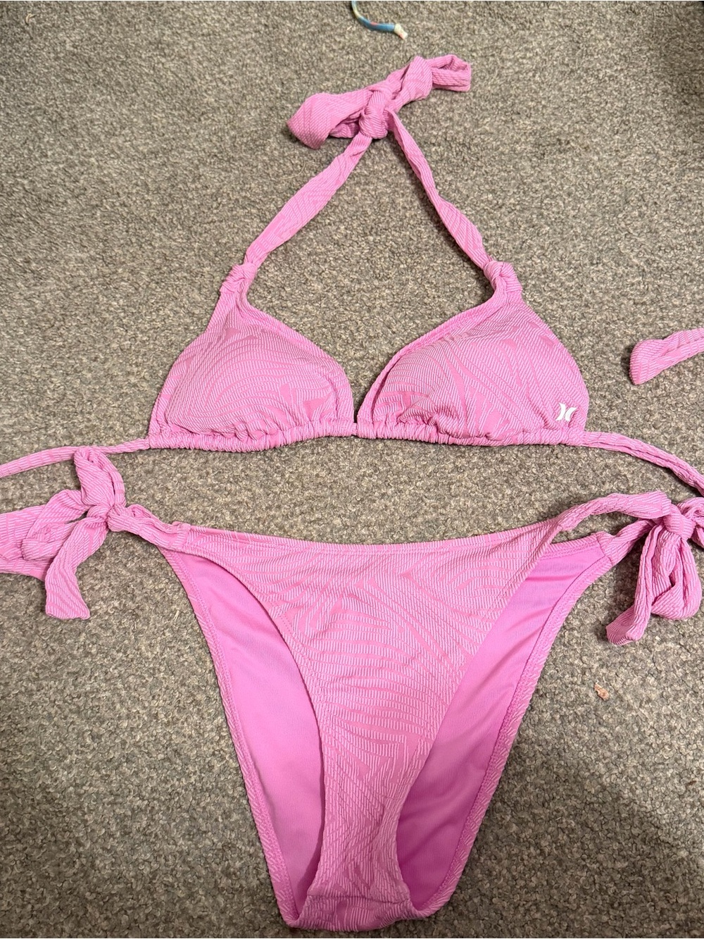 Hurley Pink Triangle Tie Bikini Set